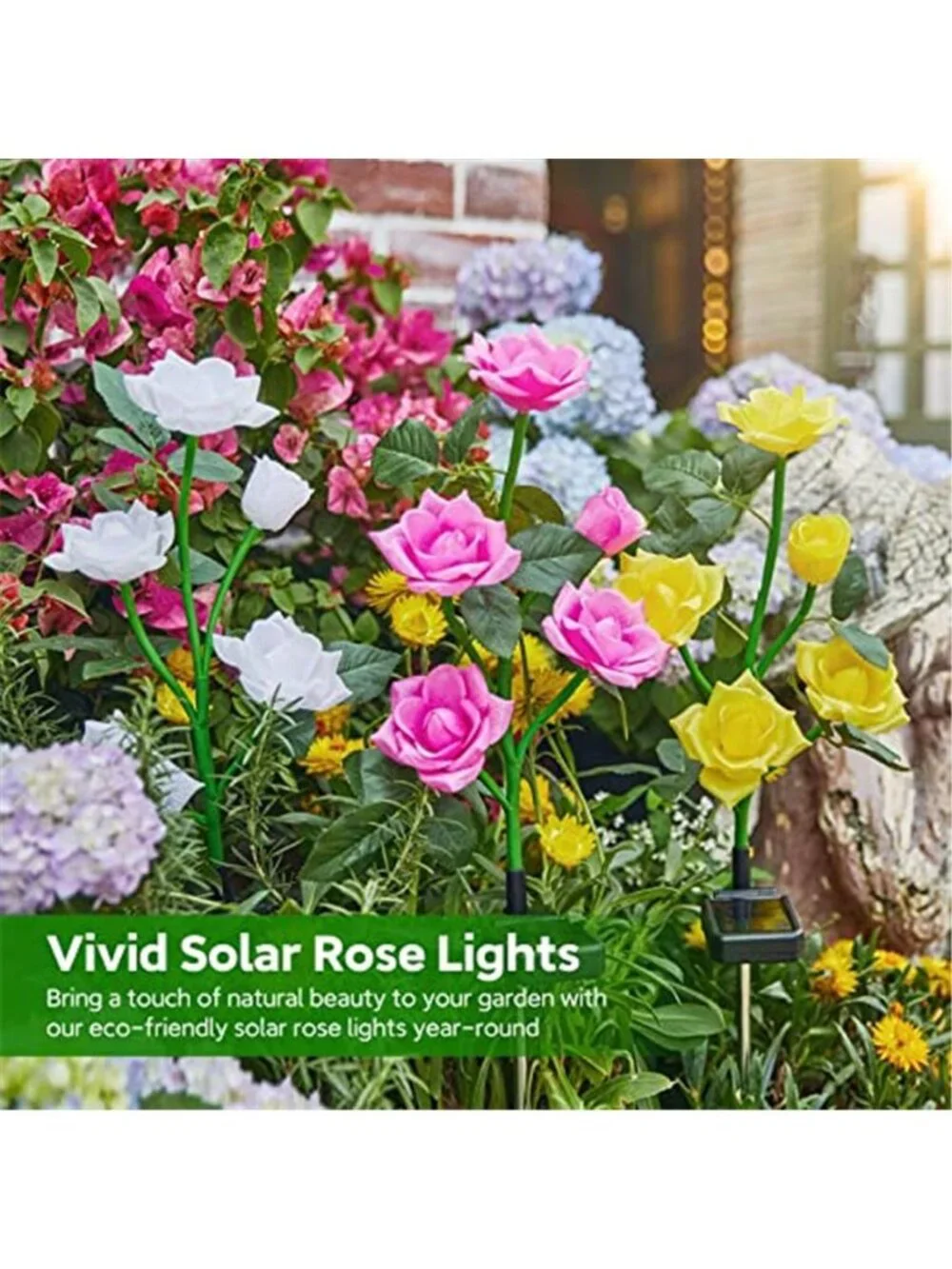 Solar Rose Garden Lights Color Changing Waterproof Outdoor Yard Pathway Decor
